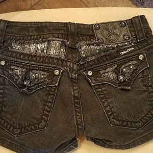 Size 28 miss me shorts with distressed bling